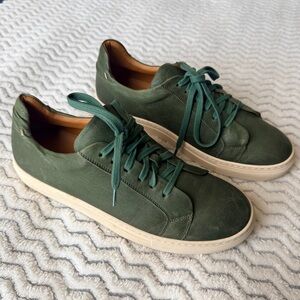Benheart Green Leather Made In Italy Lace Up Sneakers Round Toe Shoes Sz 43/US10